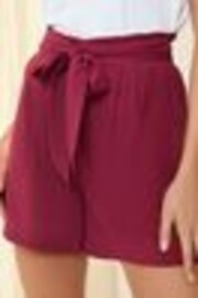Friends Like These Red Linen Blend Elasticated Waist Shorts - Image 1 of 1