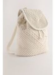 Wit - 100% katoenen macramé rugzak met kralen - Image 1 of 1
