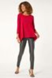 Roman Red Glitter Rose Asymmetric Hem Top - Image 1 of 1