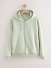 Sage Green Cotton-Rich Jersey Zip Up Hoodie - Image 1 of 1