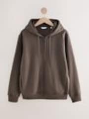 Neutral Brown Cotton-Rich Jersey Zip Up Hoodie - Image 1 of 1
