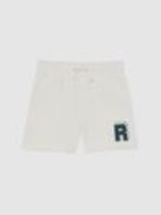 Off White/Forest Green - Reiss Marcus Jersey Drawstring R Print Shorts - Imagen 1 de 1
