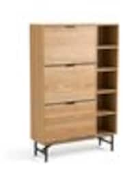 La Redoute Intérieurs Wood and Metal Jarta Ash Veneer 3-Door Shoe Cabinet - Image 1 of 1