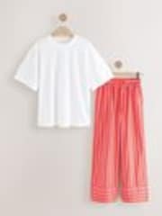 Fluro Pink Stripe Cotton Blend Short Sleeve Pyjamas - Image 1 of 1