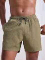 Olive Green Waffle Textured Swim Shorts - Image 1 of 1
