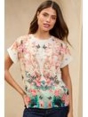 Cream - Lipsy Sequin Detail Printed T-Shirt - Image 1 of 1