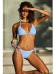 Blau - Friends Like These – seitlich geschnürte Bikinihose mit Muschelbesatz - Image 1 of 1