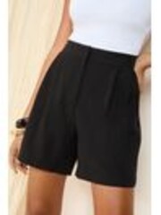 Friends Like These Black Tailored Elastic Back Shorts With Linen - Image 1 of 1