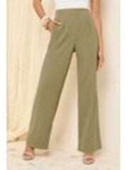 Friends Like These Khaki Green Petite Wide Leg Tailored Trousers With Linen - Image 1 of 1