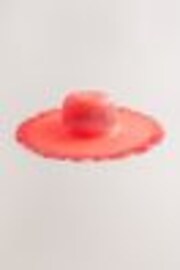Red Wide Frayed Brim Hat - Image 1 of 1