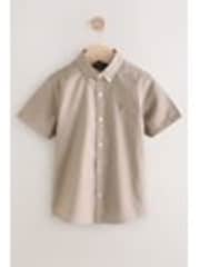 Taupe Logo Short Sleeve Cotton Rich Oxford Shirt (3-16yrs) - Image 1 of 1