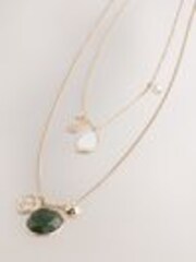 Gold Tone Two Layer Pearl Effect Pendant Necklace - Image 1 of 1
