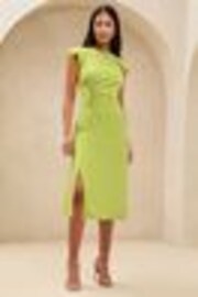 Lipsy Green Applique Trim Ruched Fit And Flare Midi Dress - Image 1 of 1