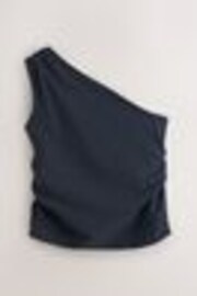 Navy One Shoulder Ruched Top - Image 1 of 1