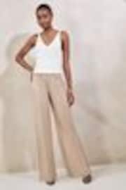 Lipsy Neutral High Waist Wide Leg Tailored Trousers - Image 1 of 1