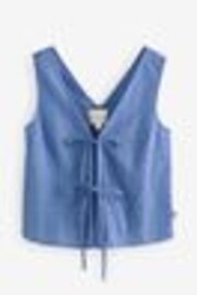 Blau - Laura Ashley Strandtop aus 100 % Baumwolle mit Schnürung vorne und Lochstickerei - Image 1 of 1
