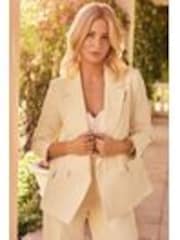 Friends Like These Cream Petite Premium Fit Millie Mackintosh Double Breasted Tailored Blazer - Image 1 of 1