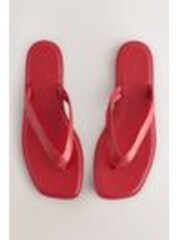 Red Leather Extra Wide Fit Forever Comfort® Square Toe Thong Sandals - Image 1 of 1