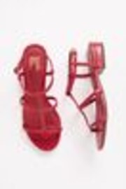 Friends Like These Red Low Block Heel Caged Faux Leather Sandals - Image 1 of 1