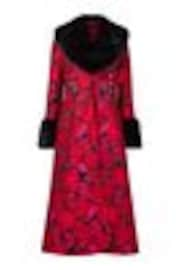 Joe Browns Aqua Red Floral Velour Jersey Knee-Length  Wrap Coats - Image 1 of 1