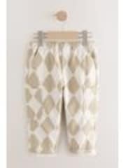 Neutral Harlequin Side Pocket 100% Cotton Pull On Trousers (3mths-7yrs) - Image 1 of 1