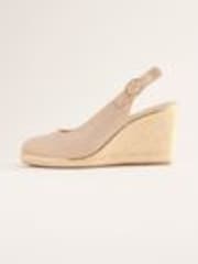 Lipsy Gold Wide Fit Mid Closed Toe Sparkly Slingback Wedges - Image 1 of 1
