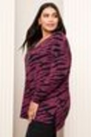 Friends Like These Burgundy Red Curve Soft Jersey V-Neck Long Sleeve Tunic Top - Image 1 of 1