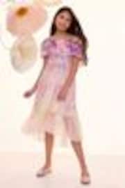 Lipsy Pink Floral Ombre Cold Shoulder Chiffon Midi Dress (7-16yrs) - Image 1 of 1