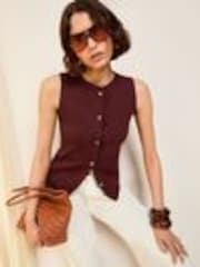 Friends Like These Burgundy Statement Button Waistcoat - Image 1 of 1