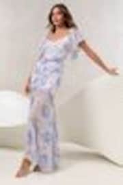 Lipsy White Floral Print Mesh Angel Sleeve Maxi Dress - Image 1 of 1
