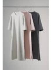 The Set Grey/Pink 3 Pack 100% Cotton Short Sleeve Heavyweight T-Shirt Dress - Image 1 of 1