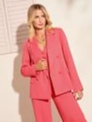 Friends Like These Pink Petite Premium Fit Millie Mackintosh Double Breasted Tailored Blazer - Image 1 of 1