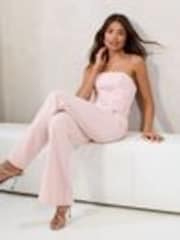 Lipsy Nude Embellished Floral Trim Bandeau Jumpsuit - Image 1 of 1