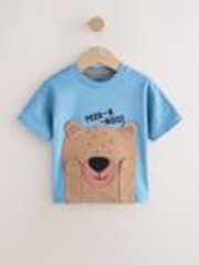 Blue Peekaboo Bear Print Short Sleeve Interactive Appliqué T-Shirt (3mths-7yrs) - Image 1 of 1