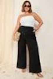 Friends Like These Black Curve Wide Leg Linen Blend Trousers - Image 1 of 1