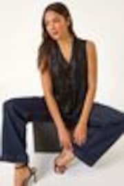 Roman Black Sequin Front Pleat Vest - Image 1 of 1