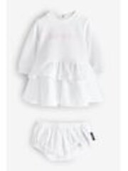 Balmain Baby Logo Tierred Ruffle Jersey White Dress - Image 1 of 1