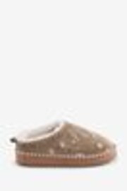 Never Fully Dressed Tan Brown Embroidered Mule Slippers - Image 1 of 1