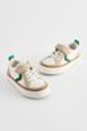 White/Green Wide Fit (G) Touch Fastening Chevron Trainers - Image 1 of 1