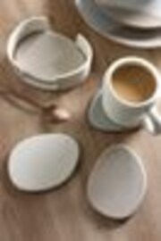 Natural Scandi Ceramic Pebble Coasters in Holder - Image 1 of 1