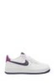 Nike White/Purple Air Force 1 Youth Trainers - Image 1 of 1