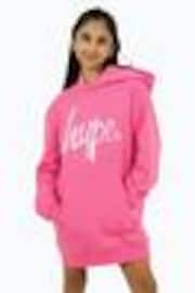 Hype. Girls Pink Leopard Hoodie Dress - Image 1 of 1