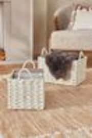 Set of 2 Cream Woven Plastic Storage Baskets - Image 1 of 1