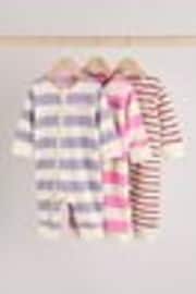 Pink/Purple Two Way Zip Baby Footless 100% Cotton Sleepsuits 3 Pack (0mths-3yrs) - Image 1 of 1