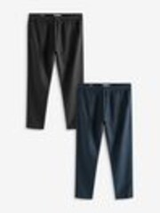 Navy Blue/Charcoal Grey Linen Cotton Elasticated Drawstring Trousers 2 Pack - Image 1 of 1