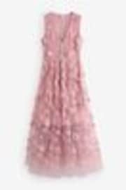 Blush Pink 3D Floral Print Textured V-Neck Maxi Dress - Image 1 of 1