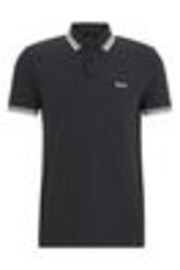 Chromgrau - BOSS – Paddy – Polo-Shirt mit Streifen aus 100 % Baumwolle - Bild 1 von 1