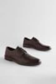 Brown Standard Fit Leather Derby Shoes with Navy Contrast Sole - Image 1 of 1