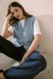 Blue Button Front Knitted Tank Top - Image 1 of 1