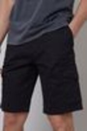 Threadbare Black Cotton Cargo Shorts With Stretch - Image 1 of 1